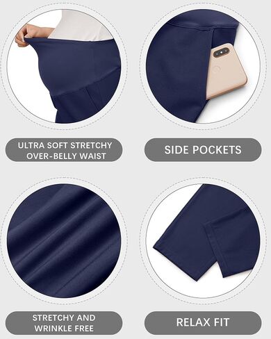 OUGES Womens Stretchy Maternity Over Belly Casual Work Straight Leg Pants Ankle Business Office Trousers with Pockets in Saudi Arabia