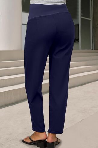 OUGES Womens Stretchy Maternity Over Belly Casual Work Straight Leg Pants Ankle Business Office Trousers with Pockets in Saudi Arabia