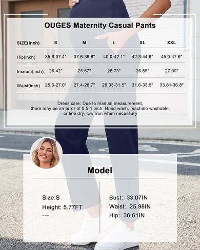 OUGES Womens Stretchy Maternity Over Belly Casual Work Straight Leg Pants Ankle Business Office Trousers with Pockets in Saudi Arabia