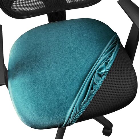Yikko Velvet Chair Seat Cusion Covers for 14.96-18.89 Inch Office Computer Chair Covers, with Straps Washable Slipcovers Protector, Home, Dining Room Bar Wedding Party Decor (Lake Blue, 1) in Saudi Arabia
