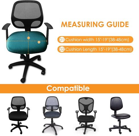 Yikko Velvet Chair Seat Cusion Covers for 14.96-18.89 Inch Office Computer Chair Covers, with Straps Washable Slipcovers Protector, Home, Dining Room Bar Wedding Party Decor (Lake Blue, 1) in Saudi Arabia