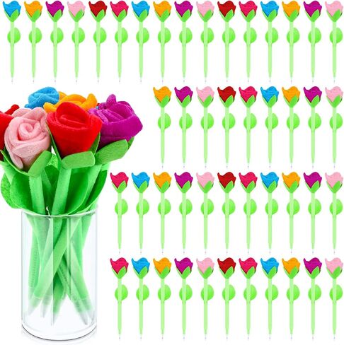 Teling Mother's Day Gifts Stuffed Rose Flower Ballpoint Pens Reliable Roses Plush Bouquet Pens Assorted Rose Flower Gifts for Mother Teachers Birthday Office Supplies Party Favor(24 Pieces) in Kuwait