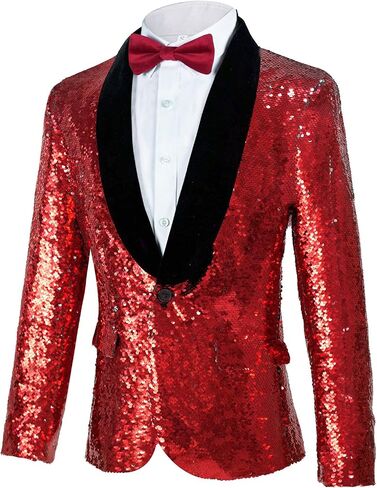 Men's Sequins Suit Shiny Jacket Sparkly Blazer Glitter Clothes Party Tuxedo Prom Festival Costume in Kuwait