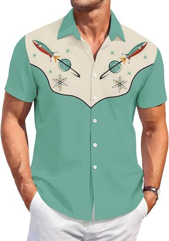 Men's Summer Short Sleeve Button Down Shirt Tropical Flower Palm Tree Beach Vacation Hawaiian Shirt in Saudi Arabia