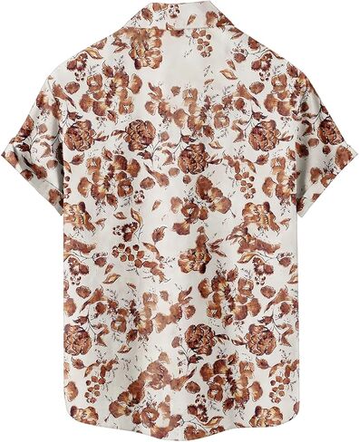 Men's Summer Short Sleeve Button Down Shirt Tropical Flower Palm Tree Beach Vacation Hawaiian Shirt in Kuwait