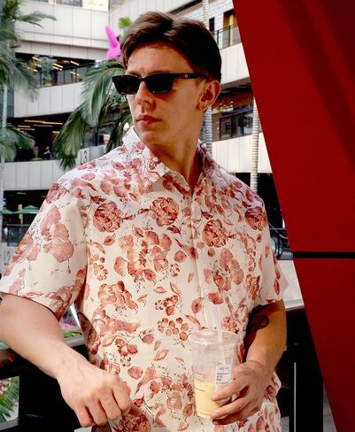 Men's Summer Short Sleeve Button Down Shirt Tropical Flower Palm Tree Beach Vacation Hawaiian Shirt in Kuwait