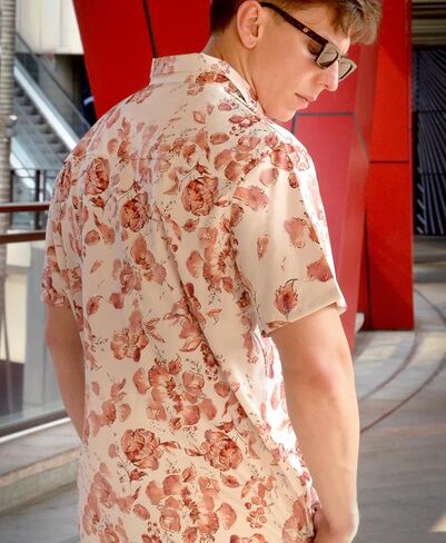 Men's Summer Short Sleeve Button Down Shirt Tropical Flower Palm Tree Beach Vacation Hawaiian Shirt in Kuwait