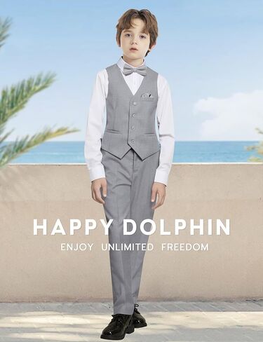 Happy Dolphin Boys Suits Formal Vest Suit Toddler Suit Set for Teen Boys Kids Wedding Ring Bearer Outfit in Kuwait