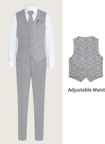 Happy Dolphin Boys Suits Formal Vest Suit Toddler Suit Set for Teen Boys Kids Wedding Ring Bearer Outfit in Kuwait