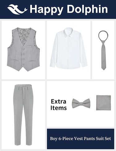 Happy Dolphin Boys Suits Formal Vest Suit Toddler Suit Set for Teen Boys Kids Wedding Ring Bearer Outfit in Kuwait