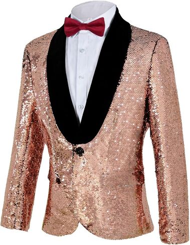 Men's Sequins Suit Shiny Jacket Sparkly Blazer Glitter Clothes Party Tuxedo Prom Festival Costume in Kuwait