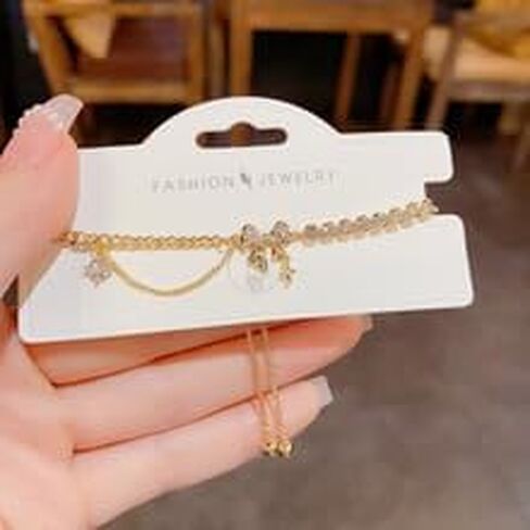 Bow Zircon Bracelet - Friendship Is Like A Bow For Women, Adjustable Ribbon Bow Beaded Chain White Pink CZ Friendship Bracelets To My Best Friend Fashion Gifts Jewelry in Kuwait