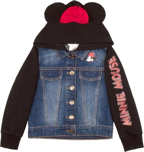 Disney Lilo & Stitch Minnie Mouse Girl's Hoodie Jean Jacket with Ears - Fashion Hooded Denim Jacket for Kids in Saudi Arabia