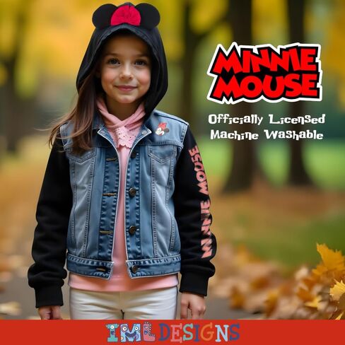 Disney Lilo & Stitch Minnie Mouse Girl's Hoodie Jean Jacket with Ears - Fashion Hooded Denim Jacket for Kids in Saudi Arabia