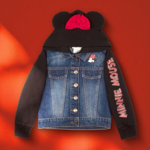 Disney Lilo & Stitch Minnie Mouse Girl's Hoodie Jean Jacket with Ears - Fashion Hooded Denim Jacket for Kids in Saudi Arabia