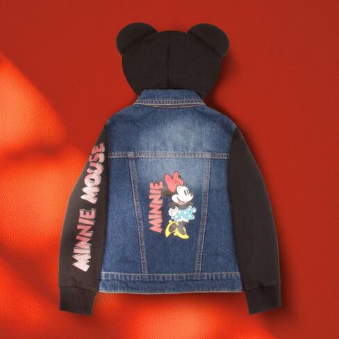 Disney Lilo & Stitch Minnie Mouse Girl's Hoodie Jean Jacket with Ears - Fashion Hooded Denim Jacket for Kids in Saudi Arabia