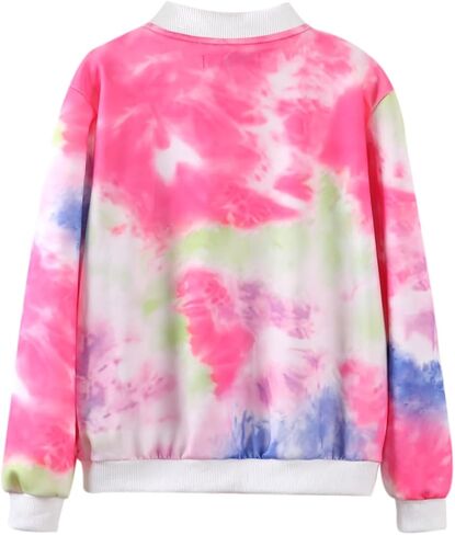 WELAKEN Girls Lightweight Bomber Jacket Floral Print Full Zip Outwear Jacket with Pockets in Saudi Arabia