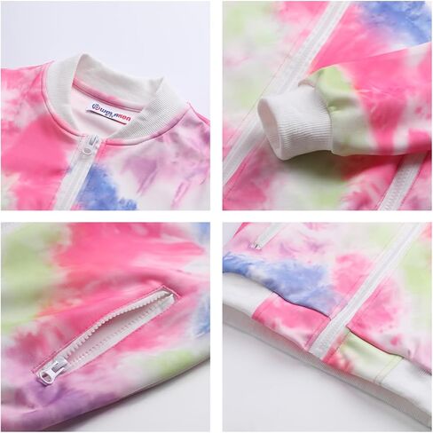 WELAKEN Girls Lightweight Bomber Jacket Floral Print Full Zip Outwear Jacket with Pockets in Saudi Arabia