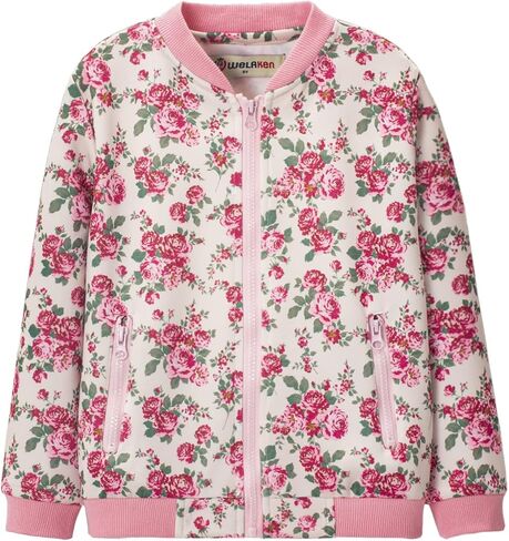 WELAKEN Girls Lightweight Bomber Jacket Floral Print Full Zip Outwear Jacket with Pockets in Saudi Arabia