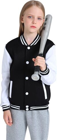 Yuji Itadori Girls Varsity Jacket Kids Baseball Lightweight Jacket Fleece Coat Button Closure School Outwear 2-14 Years in Saudi Arabia