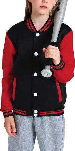 Yuji Itadori Girls Varsity Jacket Kids Baseball Lightweight Jacket Fleece Coat Button Closure School Outwear 2-14 Years in Saudi Arabia