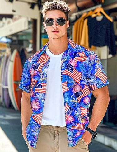 الرجال المطبوعون من هاواي المطبوعة القمصان القصيرة الأزهار الاستوائية زر القميص العطلة ألوها العطلة in Kuwait