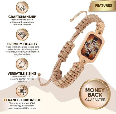 God Bracelet, Daily Bible Verse Bracelets, Christian Gifts for Women, Men and Adults, Catholic Religious Gifts, Easter Basket Stuffers in Kuwait