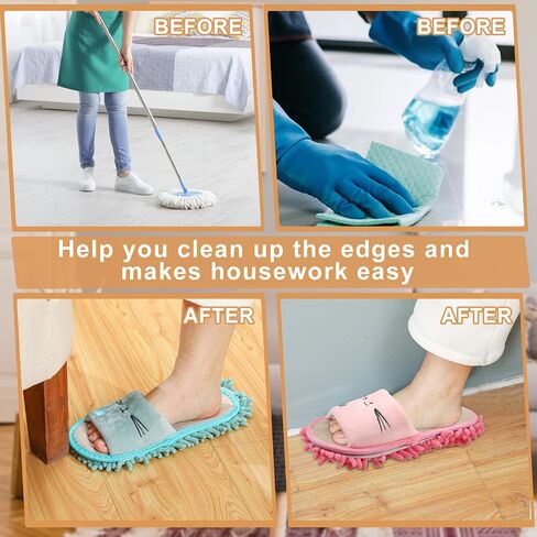 Wesiti 4 أزواج قابلة للغسل ممسحة النعال الدقيقة Microfiber Funny Mop Floor Cleanting Slippers for Women Home Floor (Rose Red ، Pink ، Grey ، Green) in Kuwait