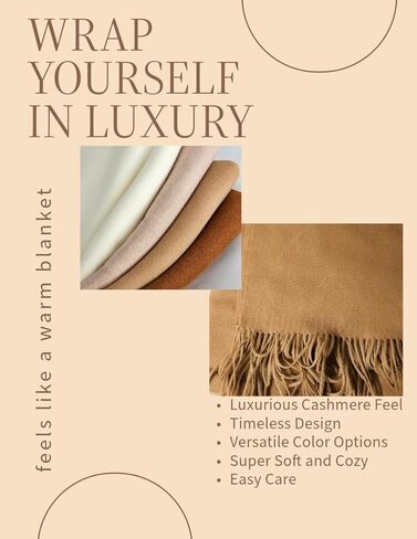 Luxe Wrap Cashmere يشعر وشاح الشتاء للمرأة الراحة في نهاية المطاف الرحلات الجوية الرحلات الناعمة المريحة السفر in Kuwait
