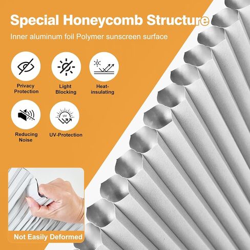 Arch Window Shades Half Circle Blackout Cellular Shades Cordless Pleated Fabric Blind No Drill Blinds for Windows Half Moon Honeycomb Fabric Can Unfolding Easy Install (White 36"X72") in Saudi Arabia