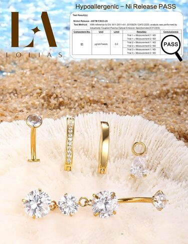 LOLIAS Gold Belly Button Ring - 14G Surgical Stainless Steel Belly Rings Hypoallergenic Clicker Belly Button Piercings for Women CZ Dangle Belly Button Rings Navel Piercing Pack Silver/Gold in Saudi Arabia