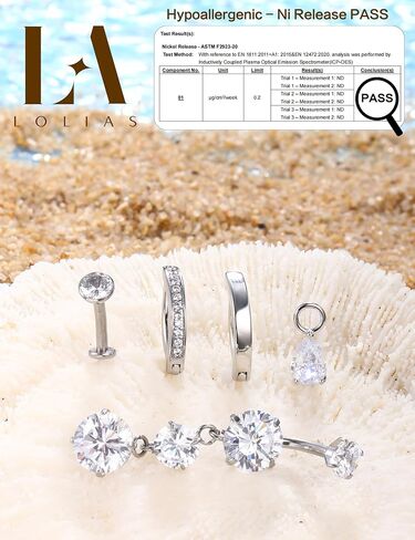 LOLIAS Gold Belly Button Ring - 14G Surgical Stainless Steel Belly Rings Hypoallergenic Clicker Belly Button Piercings for Women CZ Dangle Belly Button Rings Navel Piercing Pack Silver/Gold in Saudi Arabia
