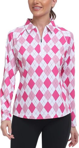 Mofiz Women's Long Sleeve Golf Polo Shirt 1/4 Zip Upf 50+ Sun Protect in Kuwait