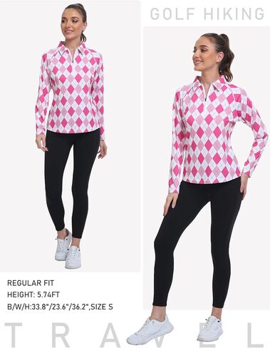 Mofiz Women's Long Sleeve Golf Polo Shirt 1/4 Zip Upf 50+ Sun Protect in Kuwait