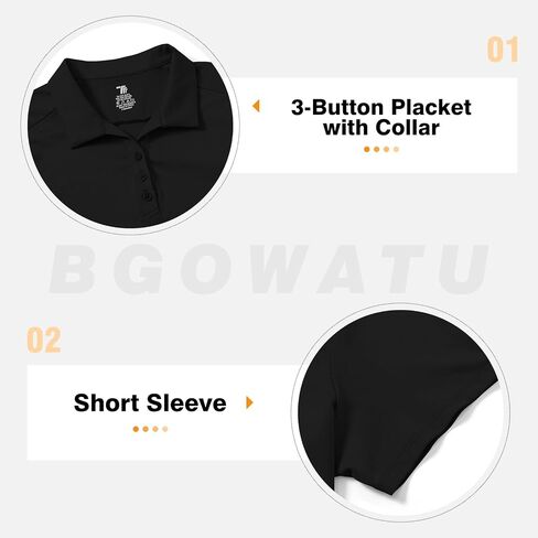 BGOWATU Women's Polo Shirts Golf Tennis Shirts Short Sleeve 3 Buttons Collared Casual Top UV Sun Protection Dry Fit in Kuwait