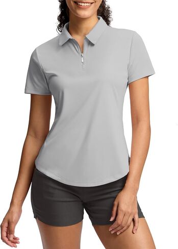 G تدريجي للسيدات غولف قميص المعادن Zip up polo قصيرة الأكمام التنس العمل الرياضي كولارن in Saudi Arabia