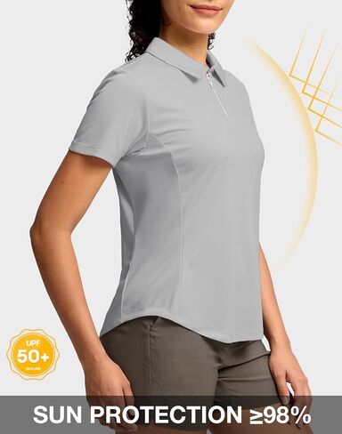 G تدريجي للسيدات غولف قميص المعادن Zip up polo قصيرة الأكمام التنس العمل الرياضي كولارن in Saudi Arabia