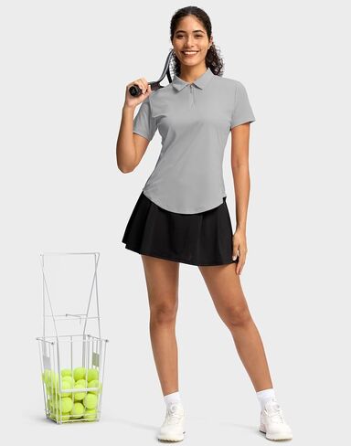 G تدريجي للسيدات غولف قميص المعادن Zip up polo قصيرة الأكمام التنس العمل الرياضي كولارن in Saudi Arabia
