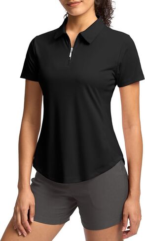 G Gradual Womens Golf Shirt Metal Zip Up Polo Short Sleeve Tennis Work Athletic Collared Top Quick Dry Lightweight in Kuwait