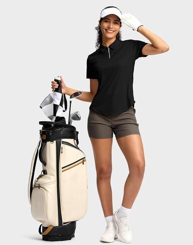 G Gradual Womens Golf Shirt Metal Zip Up Polo Short Sleeve Tennis Work Athletic Collared Top Quick Dry Lightweight in Kuwait