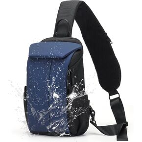 Waterproof Crossbody Bag，Chest Bag for Mens Sling Backpack Large Travel Shoulder Bag with Chest Phone Holder