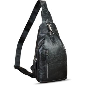 Genuine Leather Silng Bag for Women and Men Real Leather Sling Backpack Shoulder Crossbody Bag Chest Purses