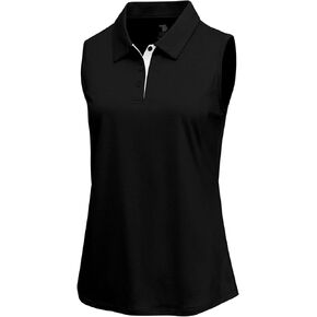BGOWATU Women's Golf Shirts Sleeveless Polo Shirts Collared 3 Buttons Tennis Tank Tops UV Protection Quick Dry