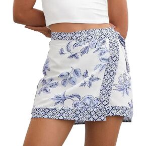 Womens Floral Wrap Short Serfer Summer Beach Mini Mini Mini Cnot Side Side High High High