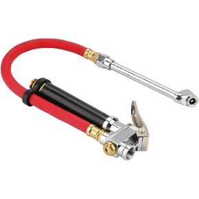 Bayonet Inflator Gauge with 12" Hose and Air Chuck 10-90 PSI with Heavy Duty Straight Head Air Chuck