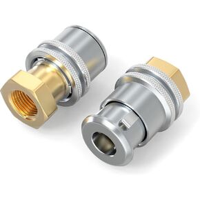 GASHER Lock On Air Chuck, 1/4" FNPT for Tire Inflator and 8V1 Stem Quick Connector for Large Bore Valve, Heavy Duty Closed Flow Tire Chuck（2 Pack）