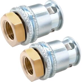 YSIL 2PCS Lock on Air Chuck 1/4" FNPT Closed Flow Tire Chuck Tire Inflator Air Compressor and Gauge Standard Bore Brass Heavy Duty Air Chuck Quick Connect