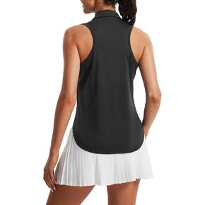 Libin Women's Sleeveless Golf Shirts Racerback Zip Up Tennis Polo Shirts Quick Dry Athletic Tank Tops with Collar