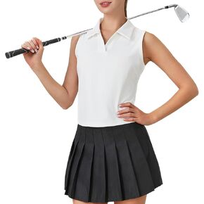 Turnhier Womens Sleeveless Golf Polo Shirts Quick Dry Collared V Neck Tennis Athletic Tank Tops