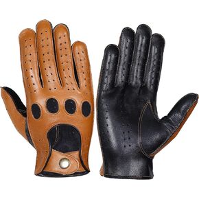 Genuine Leather Fashion Gloves, Motorcycle Knuckle Fit Gloves